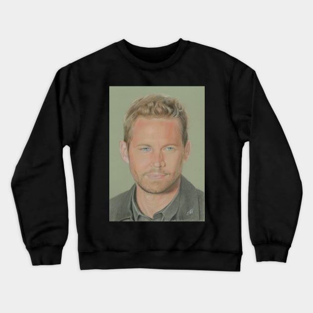 Paul Walker Portrait Pencil Drawing Crewneck Sweatshirt by Sandra Warmerdam